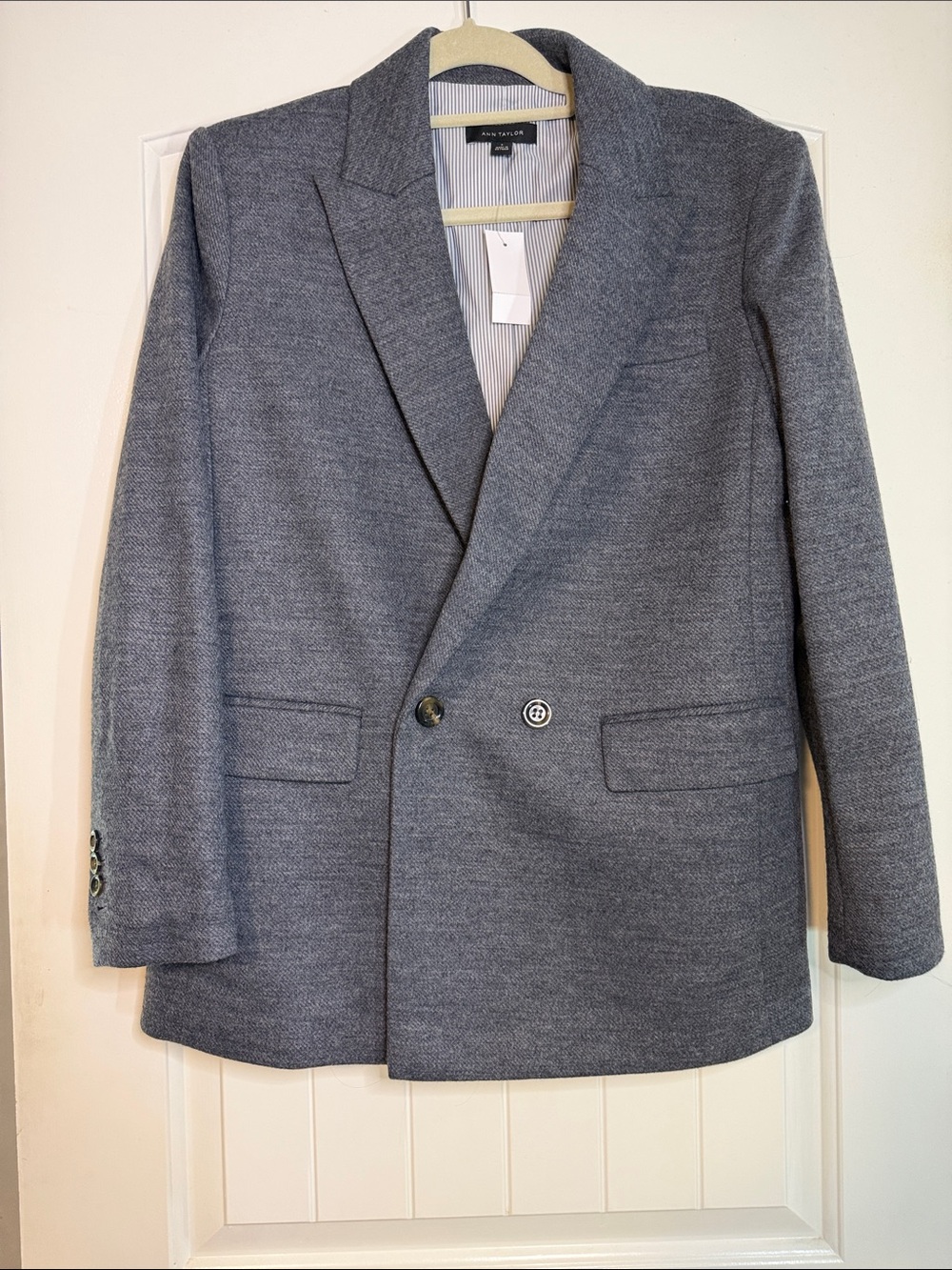 Ann Taylor Gray Double Breasted Blazer Size 6 New With Tags